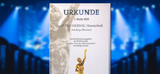 Nominierungsurkunde Großer Preis des Mittelstandes 2021 für Gebro Herwig 