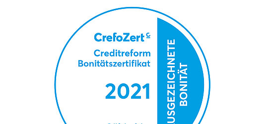 Emblem des Creditreform-Instituts: Ausgezeichnete Bonität der Gebro-Herwig Haustechnik GmbH 