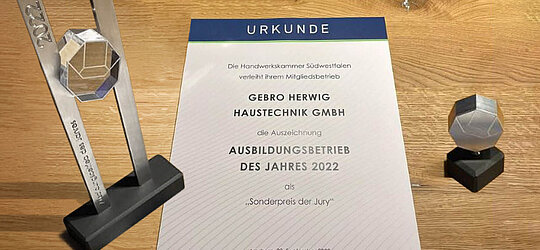 Urkunde und Trophäen 