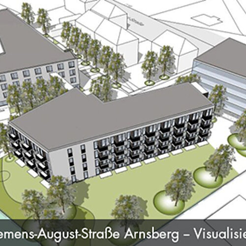 Eine Visualisierung eines Büros von dem Pflegezentrum Clemens-August-Straße Arnsberg.