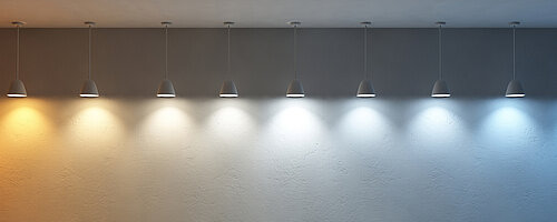 Farblichtskala vom warmen Licht bis zum kalten Licht