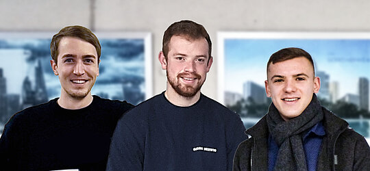 3 frisch gebackene Gesellen von GEBRO HERWIG zeigen ihre Abschlusszeugnisse